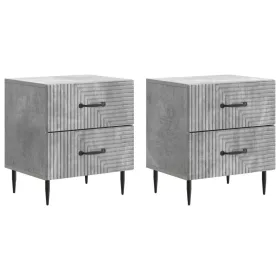    Éjjeliszekrény 2 pcs Betonszürke 43 x 34,5 x 47,5 cm Szerelt Fa