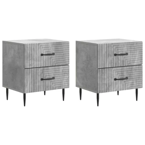  Éjjeliszekrény 2 pcs Betonszürke 43 x 34,5 x 47,5 cm Szerelt Fa