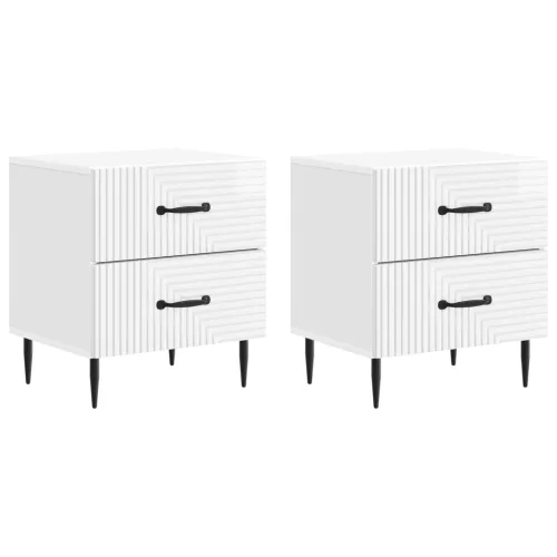  Éjjeliszekrény 2 pcs Magasfényű Fehér 43 x 34,5 x 47,5 cm