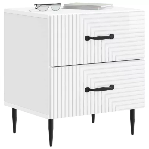  Éjjeliszekrény 2 pcs Magasfényű Fehér 43 x 34,5 x 47,5 cm