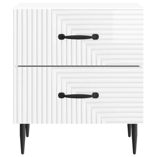  Éjjeliszekrény 2 pcs Magasfényű Fehér 43 x 34,5 x 47,5 cm