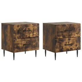    Éjjeliszekrény fiókkal 2 pcs Füstös Tölgy 43 x 34,5 x 47,5 cm