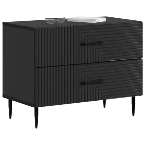  Éjjeliszekrény fiókkal Fekete 62 x 34,5 x 47,5 cm Szerelt Fa