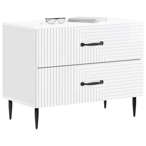  Éjjeliszekrény Magasfényű Fehér 62 x 34,5 x 47,5 cm Szerelt Fa
