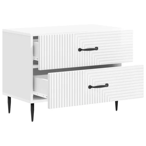  Éjjeliszekrény Magasfényű Fehér 62 x 34,5 x 47,5 cm Szerelt Fa