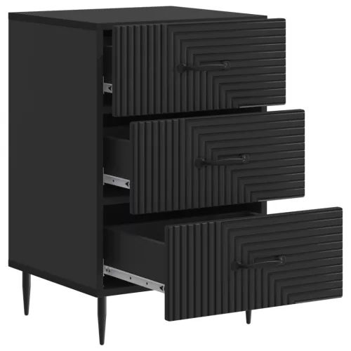  Éjjeliszekrény fiókkal Fekete 43 x 41 x 66,5 cm Szerelt Fa