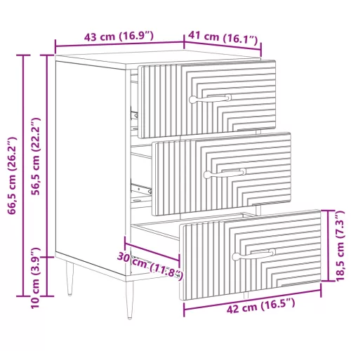  Éjjeliszekrény fiókkal Fekete 43 x 41 x 66,5 cm Szerelt Fa