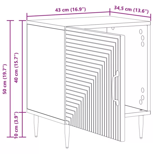  Éjjeliszekrény Füstös Tölgy 43 x 34,5 x 50 cm Szerelt Fa
