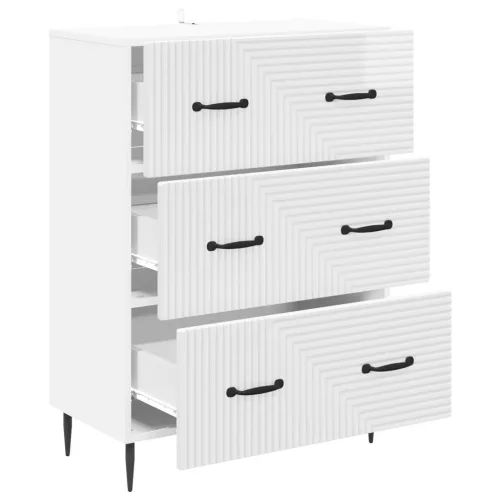  Fiókos szekrény Magasfényű Fehér 66 x 34,5 x 89,5 cm Szerelt Fa