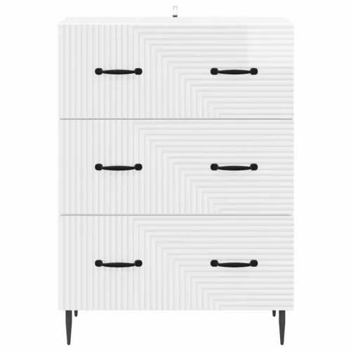  Fiókos szekrény Magasfényű Fehér 66 x 34,5 x 89,5 cm Szerelt Fa