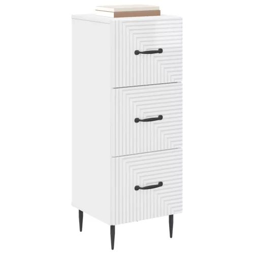  Fiókos szekrény Magasfényű Fehér 33 x 34,5 x 89,5 cm Szerelt Fa