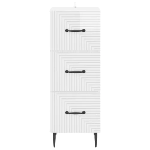  Fiókos szekrény Magasfényű Fehér 33 x 34,5 x 89,5 cm Szerelt Fa