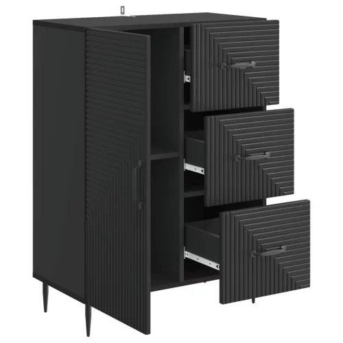  Széf fiókkal Fekete 66 x 34,5 x 89,5 cm Szerelt Fa