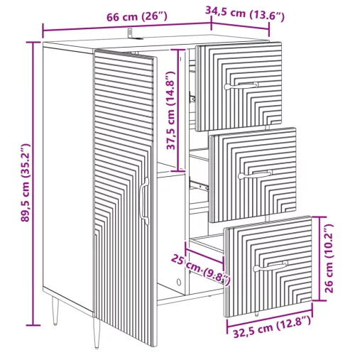  Széf fiókkal Magasfényű Fehér 66 x 34,5 x 89,5 cm Szerelt Fa
