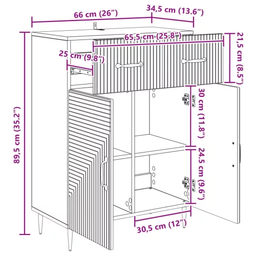  Széf fiókkal Betonszürke 66 x 34,5 x 89,5 cm Szerelt Fa