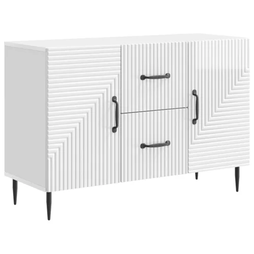  Széf fiókkal Magasfényű Fehér 89 x 34,5 x 60 cm Szerelt Fa