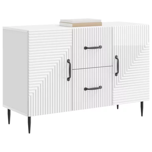  Széf fiókkal Magasfényű Fehér 89 x 34,5 x 60 cm Szerelt Fa