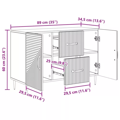  Széf fiókkal Szürke Sonoma 89 x 34,5 x 60 cm Szerelt Fa