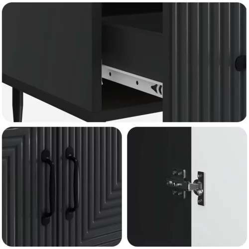  Széf fiókkal Fekete 66 x 34,5 x 95 cm Szerelt Fa