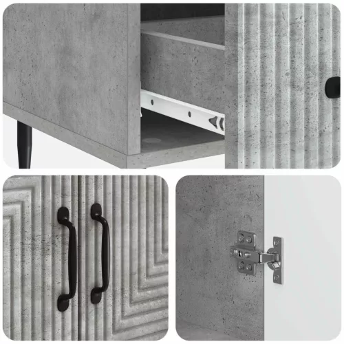  Széf fiókkal Betonszürke 66 x 34,5 x 95 cm Szerelt Fa