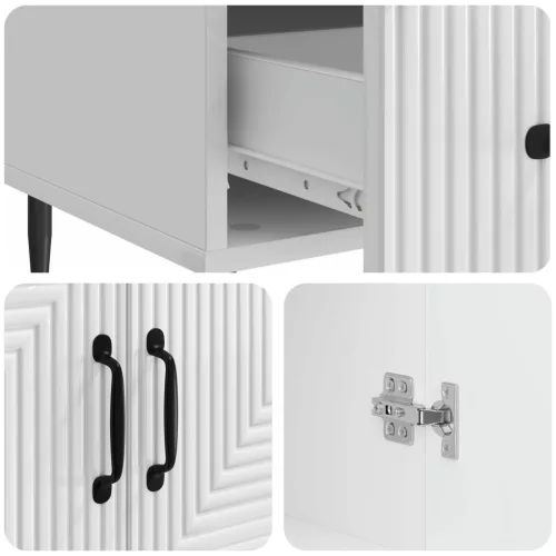  Széf fiókkal Magasfényű Fehér 66 x 34,5 x 95 cm Szerelt Fa