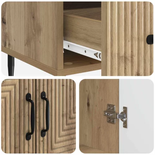  Széf fiókkal Kézműves Tölgy 66 x 34,5 x 95 cm Szerelt Fa