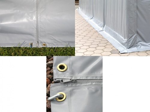 TP WIKINGER 5x24m 2,6m oldalmagas ponyvagarázs / sátorgarázs, PVC 850 ponyva - szürke