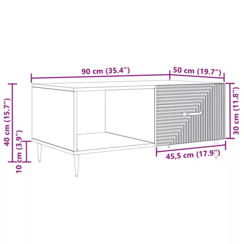  Dohányzóasztal Betonszürke 90 x 50 x 40 cm Szerelt Fa