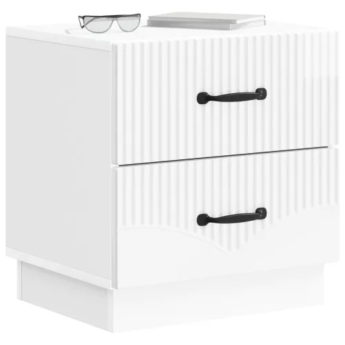  Éjjeliszekrény Magasfényű Fehér 43 x 34,5 x 44,5 cm Szerelt Fa