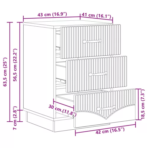  Éjjeliszekrény fiókkal Antik Fa 43 x 41 x 63,5 cm Szerelt Fa