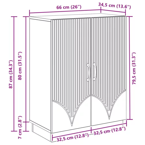  Széf Betonszürke 66 x 34,5 x 87 cm Szerelt Fa