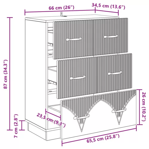  Fiókos szekrény Sonoma Tölgy 66 x 34,5 x 87 cm Szerelt Fa