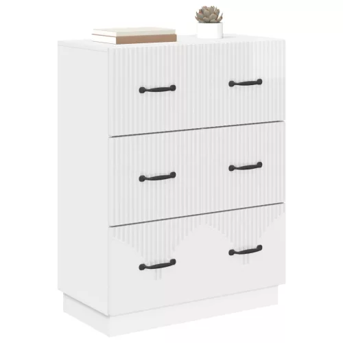  Fiókos szekrény Magasfényű Fehér 66 x 34,5 x 87 cm Szerelt Fa