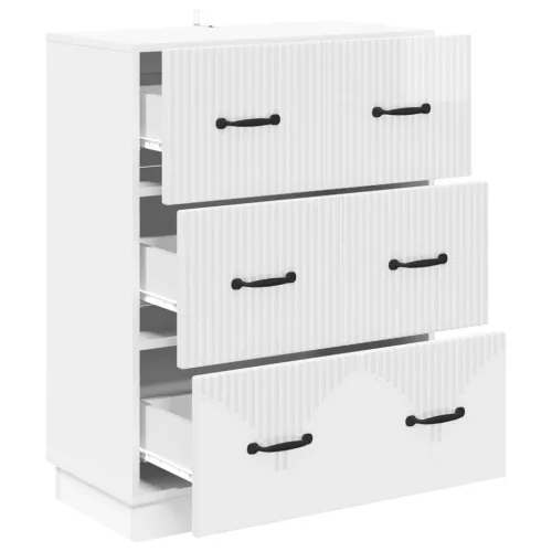  Fiókos szekrény Magasfényű Fehér 66 x 34,5 x 87 cm Szerelt Fa