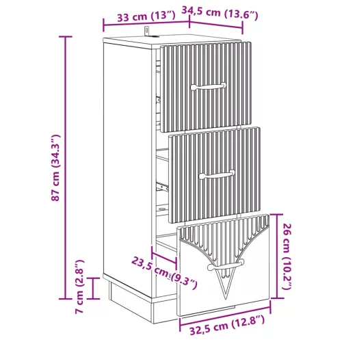  Fiókos szekrény Szürke Sonoma 33 x 34,5 x 87 cm Szerelt Fa