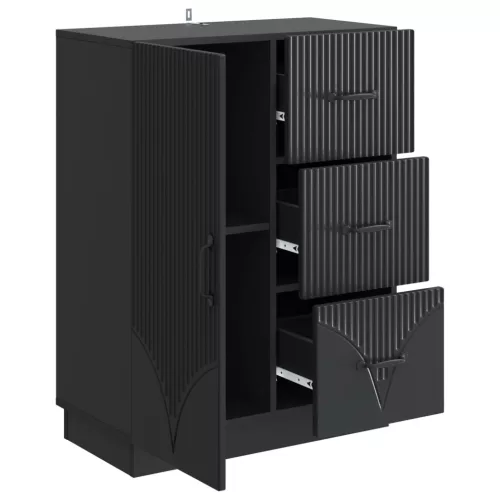  Széf fiókkal Fekete 66 x 34,5 x 87 cm Szerelt Fa