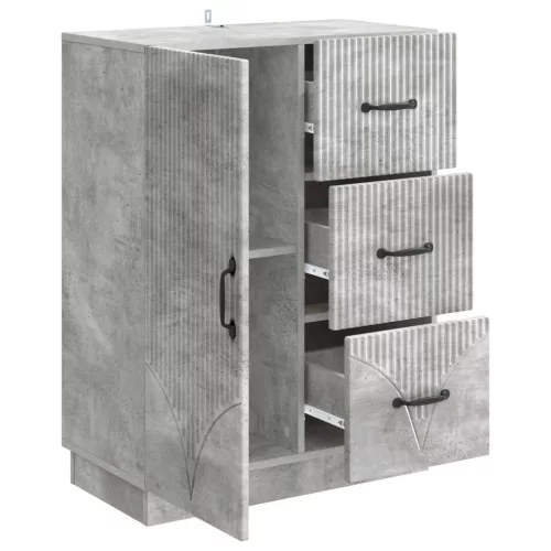  Széf fiókkal Betonszürke 66 x 34,5 x 87 cm Szerelt Fa