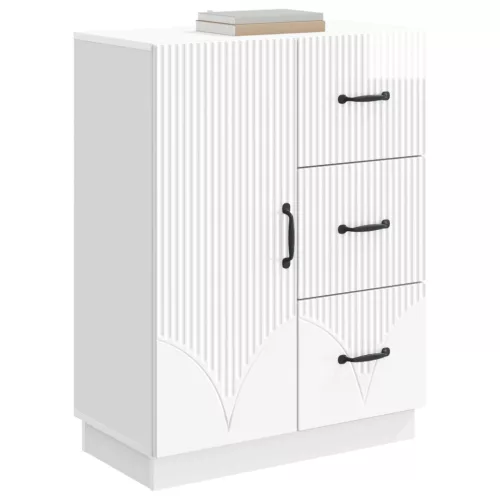  Széf fiókkal Magasfényű Fehér 66 x 34,5 x 87 cm Szerelt Fa