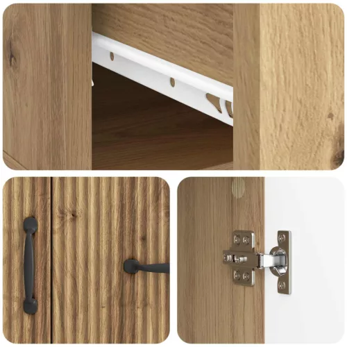  Széf fiókkal Kézműves Tölgy 66 x 34,5 x 87 cm Szerelt Fa