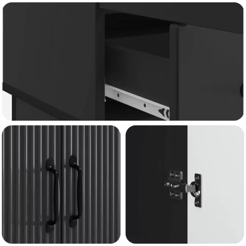  Széf fiókkal Fekete 66 x 34,5 x 92 cm Szerelt Fa