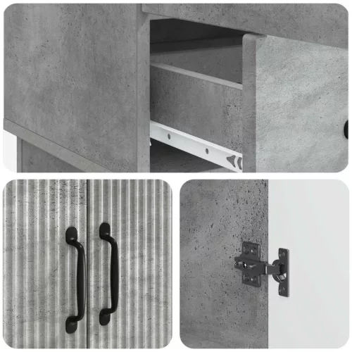  Széf fiókkal Betonszürke 66 x 34,5 x 92 cm Szerelt Fa