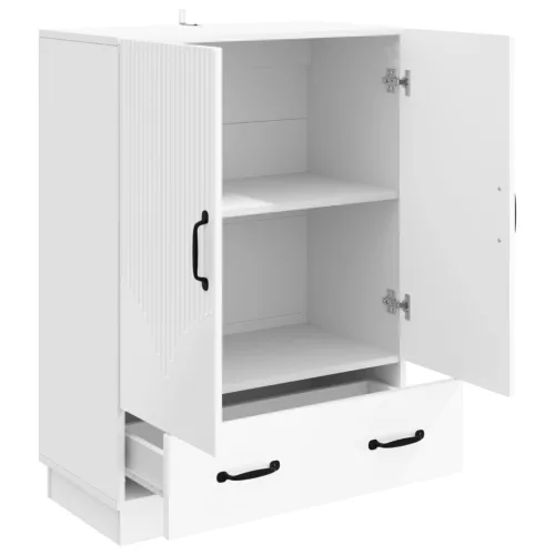  Széf fiókkal Magasfényű Fehér 66 x 34,5 x 92 cm Szerelt Fa