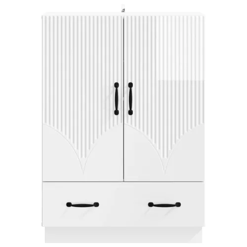  Széf fiókkal Magasfényű Fehér 66 x 34,5 x 92 cm Szerelt Fa