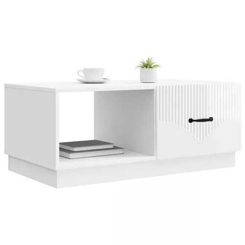  Dohányzóasztal Magasfényű Fehér 90 x 50 x 37 cm Szerelt Fa