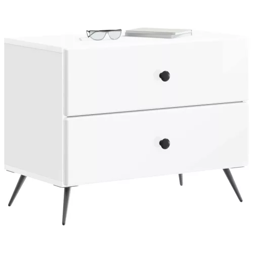  Éjjeliszekrény Magasfényű Fehér 62 x 34,5 x 47,5 cm Szerelt Fa