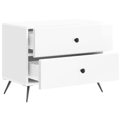  Éjjeliszekrény Magasfényű Fehér 62 x 34,5 x 47,5 cm Szerelt Fa