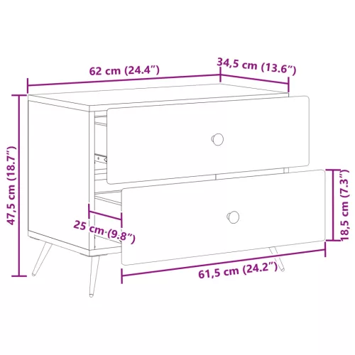  Éjjeliszekrény Füstös Tölgy 62 x 34,5 x 47,5 cm Szerelt Fa