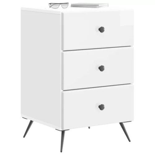  Éjjeliszekrény Magasfényű Fehér 43 x 41 x 66,5 cm Szerelt Fa