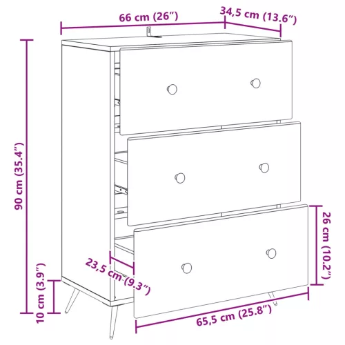  Fiókos szekrény Betonszürke 66 x 34,5 x 90 cm Szerelt Fa