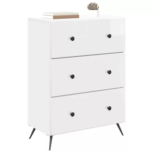  Fiókos szekrény Magasfényű Fehér 66 x 34,5 x 90 cm Szerelt Fa